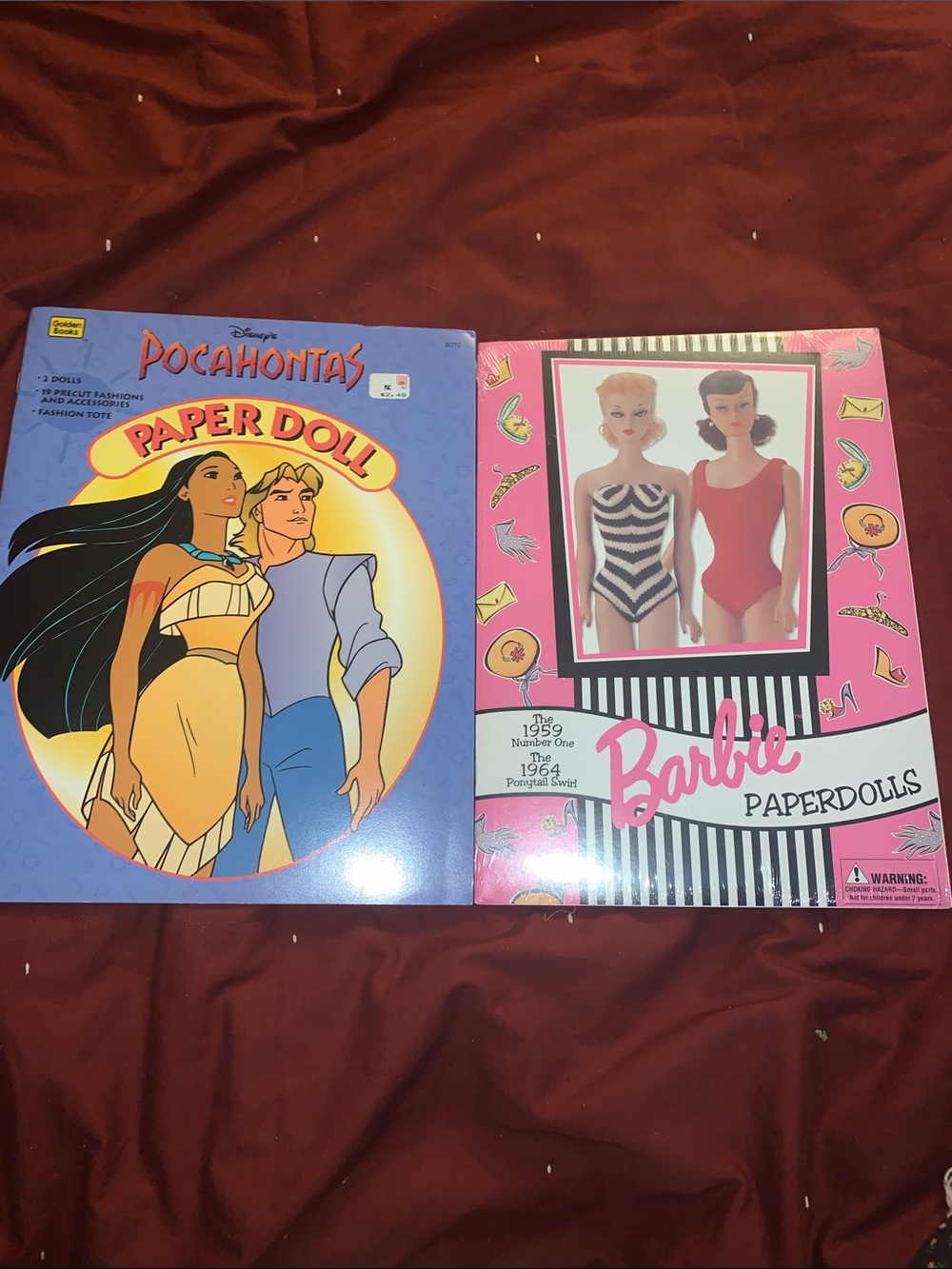 Barbie & Disney Pocahontas Kids Paper Doll Set - 1990’s